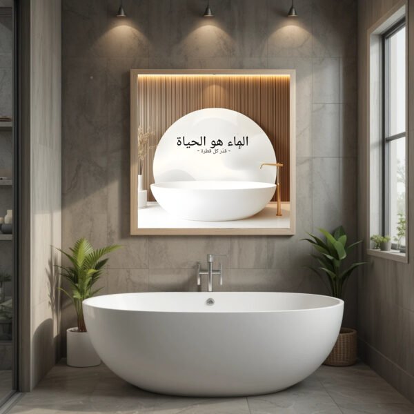 "لوحة جدارية رقمية 'الماء هو الحياة - قدر كل قطرة' - تذكير يومي بترشيد استهلاك الماء في المنازل والفنادق والشركات"