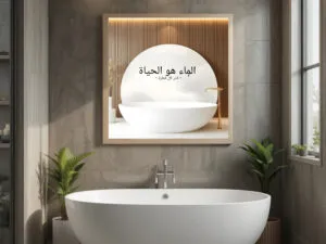 "لوحة جدارية رقمية 'الماء هو الحياة - قدر كل قطرة' - تذكير يومي بترشيد استهلاك الماء في المنازل والفنادق والشركات"